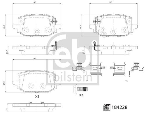 FEBI BILSTEIN Комплект тормозных колодок, дисковый тормоз 184228